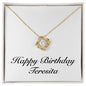 Happy Birthday Teresita - 18K Yellow Gold Finish Love Knot Necklace