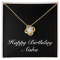 Happy Birthday Aisha v2 - 18K Yellow Gold Finish Love Knot Necklace
