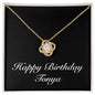 Happy Birthday Tonya v2 - 18K Yellow Gold Finish Love Knot Necklace