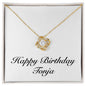 Happy Birthday Tonja - 18K Yellow Gold Finish Love Knot Necklace