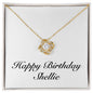 Happy Birthday Shellie - 18K Yellow Gold Finish Love Knot Necklace