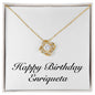 Happy Birthday Enriqueta - 18K Yellow Gold Finish Love Knot Necklace