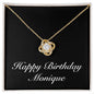 Happy Birthday Monique v2 - 18K Yellow Gold Finish Love Knot Necklace