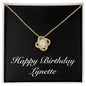 Happy Birthday Lynette v2 - 18K Yellow Gold Finish Love Knot Necklace