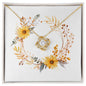 Boho Flowers Wreath Watercolor 05 - 18K Yellow Gold Finish Love Knot Necklace