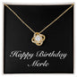 Happy Birthday Merle v2 - 18K Yellow Gold Finish Love Knot Necklace