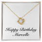 Happy Birthday Marcelle - 18K Yellow Gold Finish Love Knot Necklace