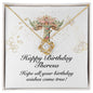 Happy Birthday Theresa v01 - 18K Yellow Gold Finish Love Knot Necklace