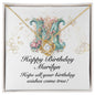 Happy Birthday Marilyn v01 - 18K Yellow Gold Finish Love Knot Necklace