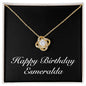 Happy Birthday Esmeralda v2 - 18K Yellow Gold Finish Love Knot Necklace