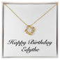 Happy Birthday Edythe - 18K Yellow Gold Finish Love Knot Necklace