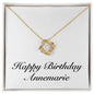Happy Birthday Annemarie - 18K Yellow Gold Finish Love Knot Necklace