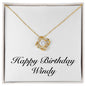 Happy Birthday Windy - 18K Yellow Gold Finish Love Knot Necklace