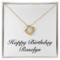 Happy Birthday Roselyn - 18K Yellow Gold Finish Love Knot Necklace