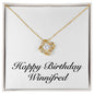 Happy Birthday Winnifred - 18K Yellow Gold Finish Love Knot Necklace