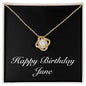Happy Birthday June v2 - 18K Yellow Gold Finish Love Knot Necklace