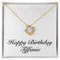 Happy Birthday Tiffanie - 18K Yellow Gold Finish Love Knot Necklace