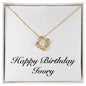 Happy Birthday Ivory - 18K Yellow Gold Finish Love Knot Necklace