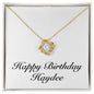 Happy Birthday Haydee - 18K Yellow Gold Finish Love Knot Necklace