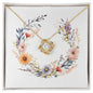 Boho Flowers Wreath Watercolor 19 - 18K Yellow Gold Finish Love Knot Necklace