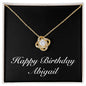 Happy Birthday Abigail v2 - 18K Yellow Gold Finish Love Knot Necklace