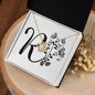 Botanical Monogram R - 18K Yellow Gold Finish Love Knot Necklace