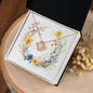 Boho Flowers Wreath Watercolor 12 - 18K Yellow Gold Finish Love Knot Necklace