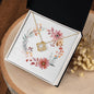 Boho Flowers Wreath Watercolor 20 - 18K Yellow Gold Finish Love Knot Necklace
