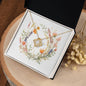 Boho Flowers Wreath Watercolor 09 - 18K Yellow Gold Finish Love Knot Necklace
