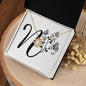 Botanical Monogram N - 18K Yellow Gold Finish Love Knot Necklace