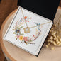 Boho Flowers Wreath Watercolor 17 - 18K Yellow Gold Finish Love Knot Necklace