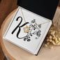 Botanical Monogram K - 18K Yellow Gold Finish Love Knot Necklace