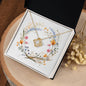 Boho Flowers Wreath Watercolor 15 - 18K Yellow Gold Finish Love Knot Necklace