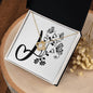 Botanical Monogram J - 18K Yellow Gold Finish Love Knot Necklace