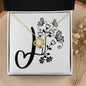 Botanical Monogram J - 18K Yellow Gold Finish Love Knot Necklace