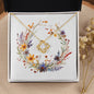 Boho Flowers Wreath Watercolor 14 - 18K Yellow Gold Finish Love Knot Necklace