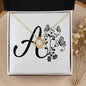 Botanical Monogram A - 18K Yellow Gold Finish Love Knot Necklace