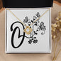 Botanical Monogram O - 18K Yellow Gold Finish Love Knot Necklace