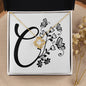 Botanical Monogram C - 18K Yellow Gold Finish Love Knot Necklace
