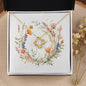 Boho Flowers Wreath Watercolor 09 - 18K Yellow Gold Finish Love Knot Necklace