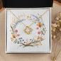 Boho Flowers Wreath Watercolor 15 - 18K Yellow Gold Finish Love Knot Necklace