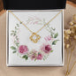 Watercolor Pink Floral Frame 1 - 18K Yellow Gold Finish Love Knot Necklace