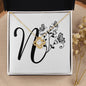 Botanical Monogram N - 18K Yellow Gold Finish Love Knot Necklace