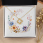 Boho Flowers Wreath Watercolor 11 - 18K Yellow Gold Finish Love Knot Necklace