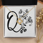 Botanical Monogram Q - 18K Yellow Gold Finish Love Knot Necklace