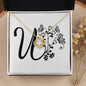 Botanical Monogram U - 18K Yellow Gold Finish Love Knot Necklace