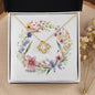 Boho Flowers Wreath Watercolor 07 - 18K Yellow Gold Finish Love Knot Necklace
