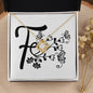 Botanical Monogram F - 18K Yellow Gold Finish Love Knot Necklace