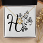 Botanical Monogram H - 18K Yellow Gold Finish Love Knot Necklace