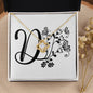 Botanical Monogram D - 18K Yellow Gold Finish Love Knot Necklace